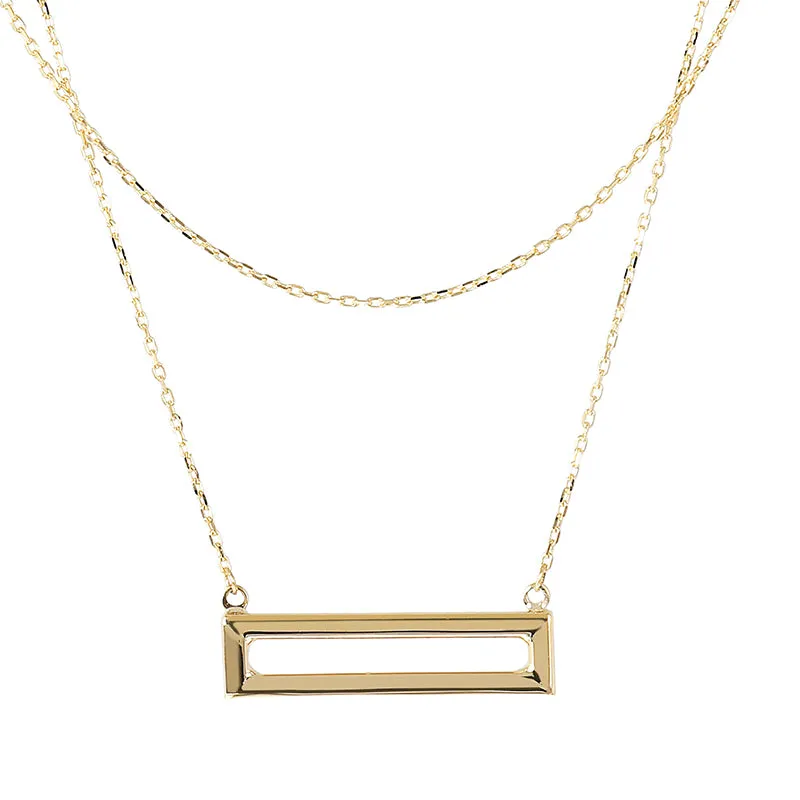 Double Chain & Rectangular shape Necklace