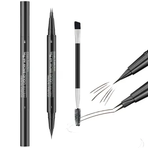 Double Ended Eyebrow Pencil And Brush Set For Natural Sculpted Brows Adjustable Hardness Women's Makeup Essential
