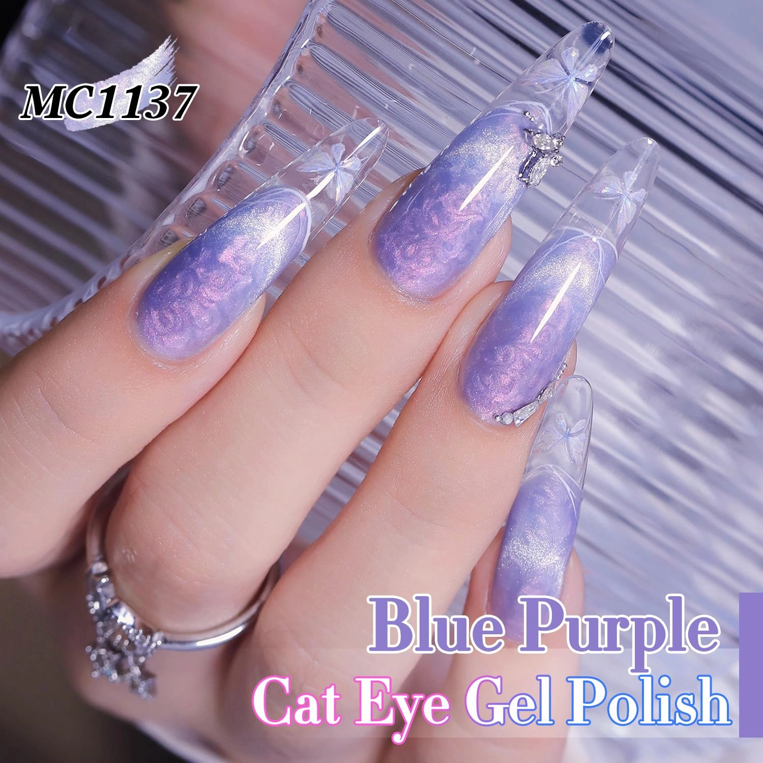 Double Rhythm 6 Colors Cat Eye Gel Polish Set Shimmer Glitter with Magnet Holographic Reflective Magnetic UV Nail Art Kit (6-Kit 44)