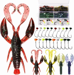 Dovesun Ned Rig Jig Heads, Ned Rig Hooks with Soft Lures Kit Weedless Jig Head Floating Fishing Worms | Crawfish Lures Mushroom Jig Heads for Bass Fishing Ned Rig Kit 30-80pcs