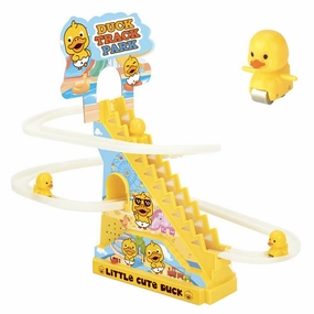 Duck Slide Electric Track Toy – Stair-Climbing Roller Coaster with Flashing Lights & Music for Toddlers (3 Ducks)