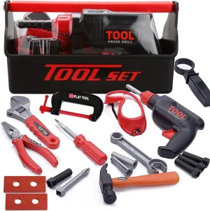 Durable Kids Tool Set Kids Play Tool , Pretend Play Construction Toy, Kids Toy Electronic Toy Drill Tool Construction Toy for Toddlers Boys Girls, Tool Kit with a Sturdy Tool Box (Manual)
