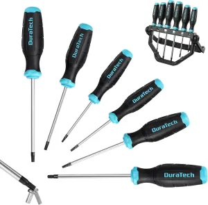 DURATECH 6-Piece Screwdriver Set, Magnetic Torx Screwdriver Set with 180° Rotating Storage Rack, Magnetic Tip, S2 Steel Shaft and Soft Handle, Screw Driver Set Kit for Fastening and Loosening