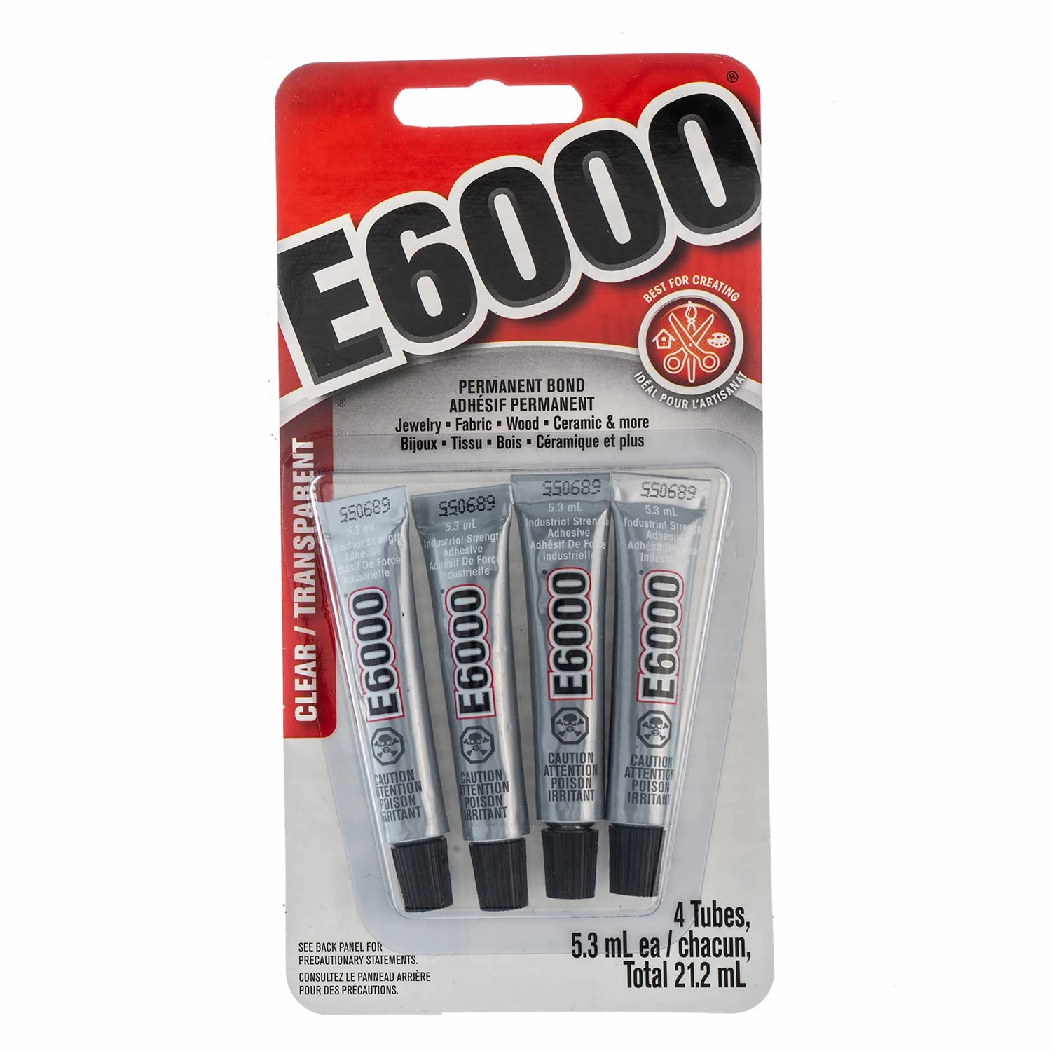 E-6000 Glue Mini Tubes | Industrial Strength Adhesive for Crafts | E6000 Glue with Precision Tip | Multi-Purpose Transparent Glue | Pack of 4 | 21.2ml (4X 5.3ml)