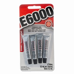 E-6000 Glue Mini Tubes | Industrial Strength Adhesive for Crafts | E6000 Glue with Precision Tip | Multi-Purpose Transparent Glue | Pack of 4 | 21.2ml (4X 5.3ml)