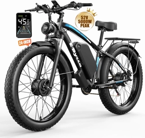 E·Bycco 5000W Peak Dual Motors Electric Bike for Adults, 52V 32Ah Battery up to 100Miles, 40-45MPH Fast Ebike, 24"*4.0 Fat Tire Hydraulic Disc Brake E-Bicycle, Off-Road Mountain Hunting E-Bike for Men