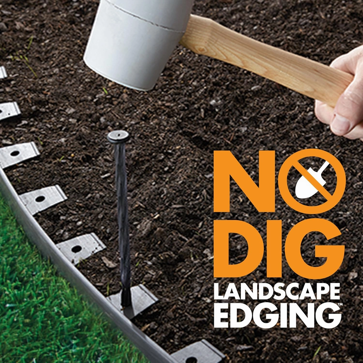 EasyFlex No-Dig Landscape Edging with Anchoring Spikes, 1.5 in. Tall Straight Top Plastic Garden Border, 40 Foot Kit, Black