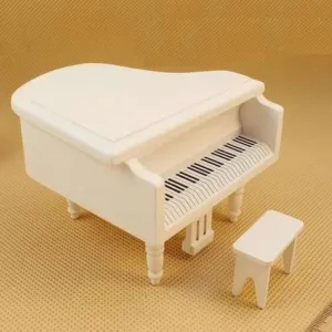 eatingbiting & #xff08; RDollhouse Miniature Doll Piano with Chair, 1:12 Dollhouse Miniature Furniture White Piano Chair Dollhouse Miniature 1:12 Scale Fairy Doll Home Scene Elegant, Vibrant Holiday Gift.