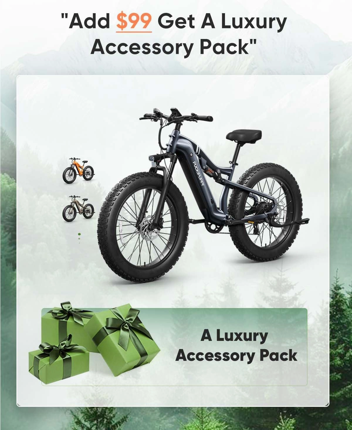 Ebike A Luxury Accessory Pack, Electric Bike for Adults 960W, 48V 20AH Battery Adult Electric Bicycles, 26" Fat Tire Full Suspension Step-Thru Ebike, 28MPH Mountain Ebike, 7 Speed, 80Miles Range