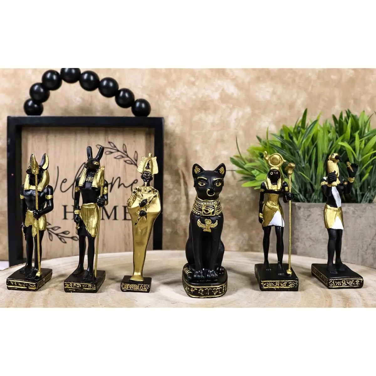 Ebros Gifts Egyptian Classical Gods Osiris, Thoth, Horus, Anubis, Bastet Set of 6 Miniature Figures Egyptian Gods Dollhouse Miniature Figures Ancient Egyptian Legends for Collectors