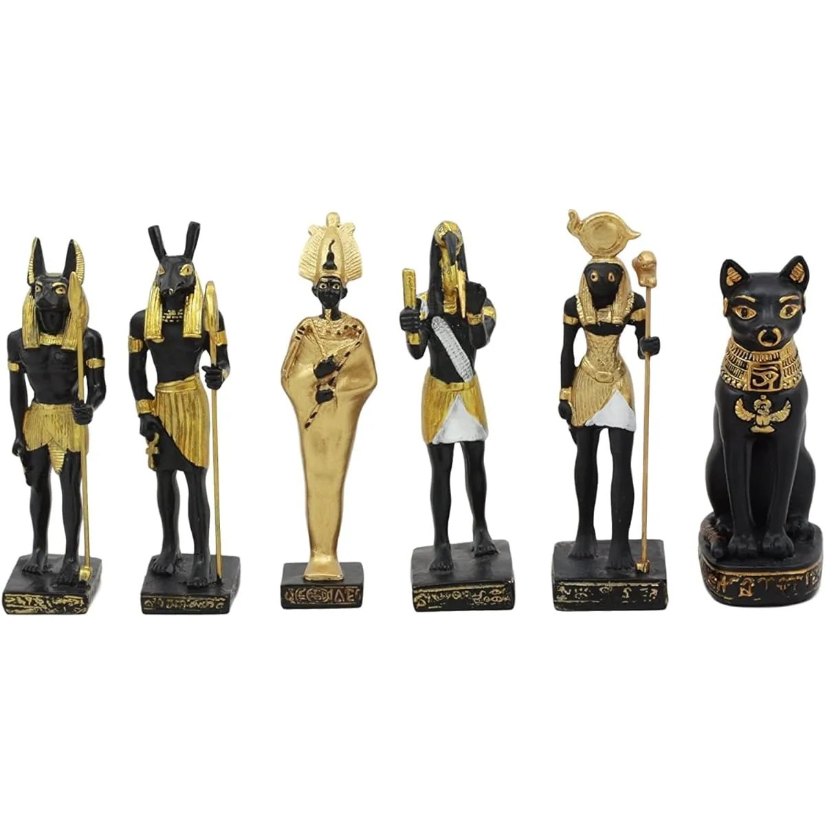 Ebros Gifts Egyptian Classical Gods Osiris, Thoth, Horus, Anubis, Bastet Set of 6 Miniature Figures Egyptian Gods Dollhouse Miniature Figures Ancient Egyptian Legends for Collectors