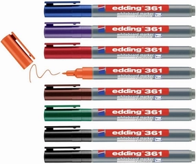 edding 361 Assorted Color Whiteboard Marker Set - 8 Pieces with 1mm Round Tip for Whiteboards, Flipcharts, Magnetic Boards, and More