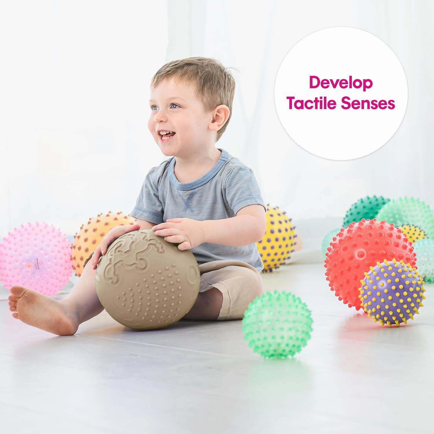 Edushape Texture-iffic Sensory Ball for Baby - 7" Baby Ball for Kids with 8 Sections of Different Tactile Patterns