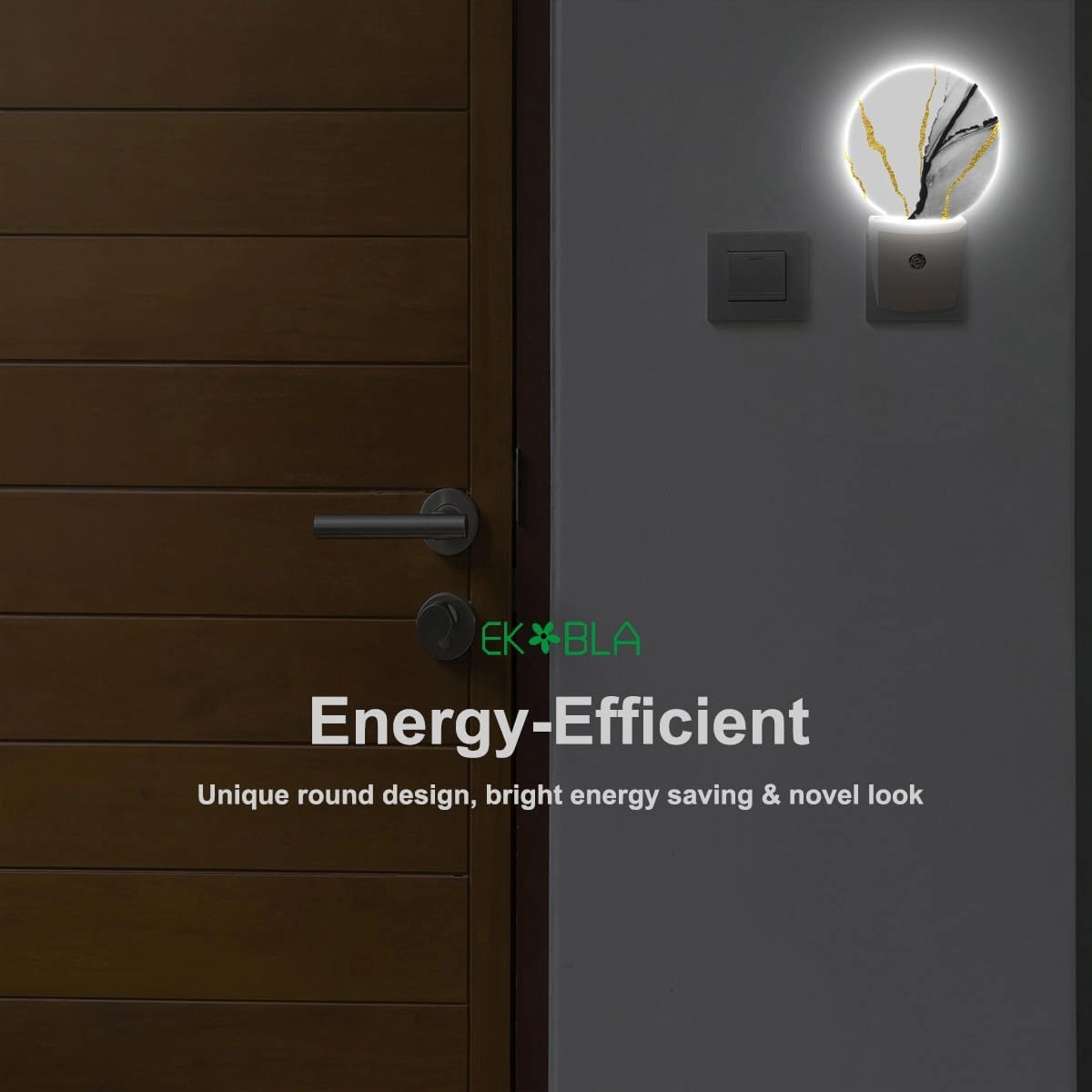 EKOBLA Grey Night Lights Plug into Wall Modern Art Night Light Dusk to Dawn Sensor Nightlight LED Lamp for Stairway/Hallway/Kitchen