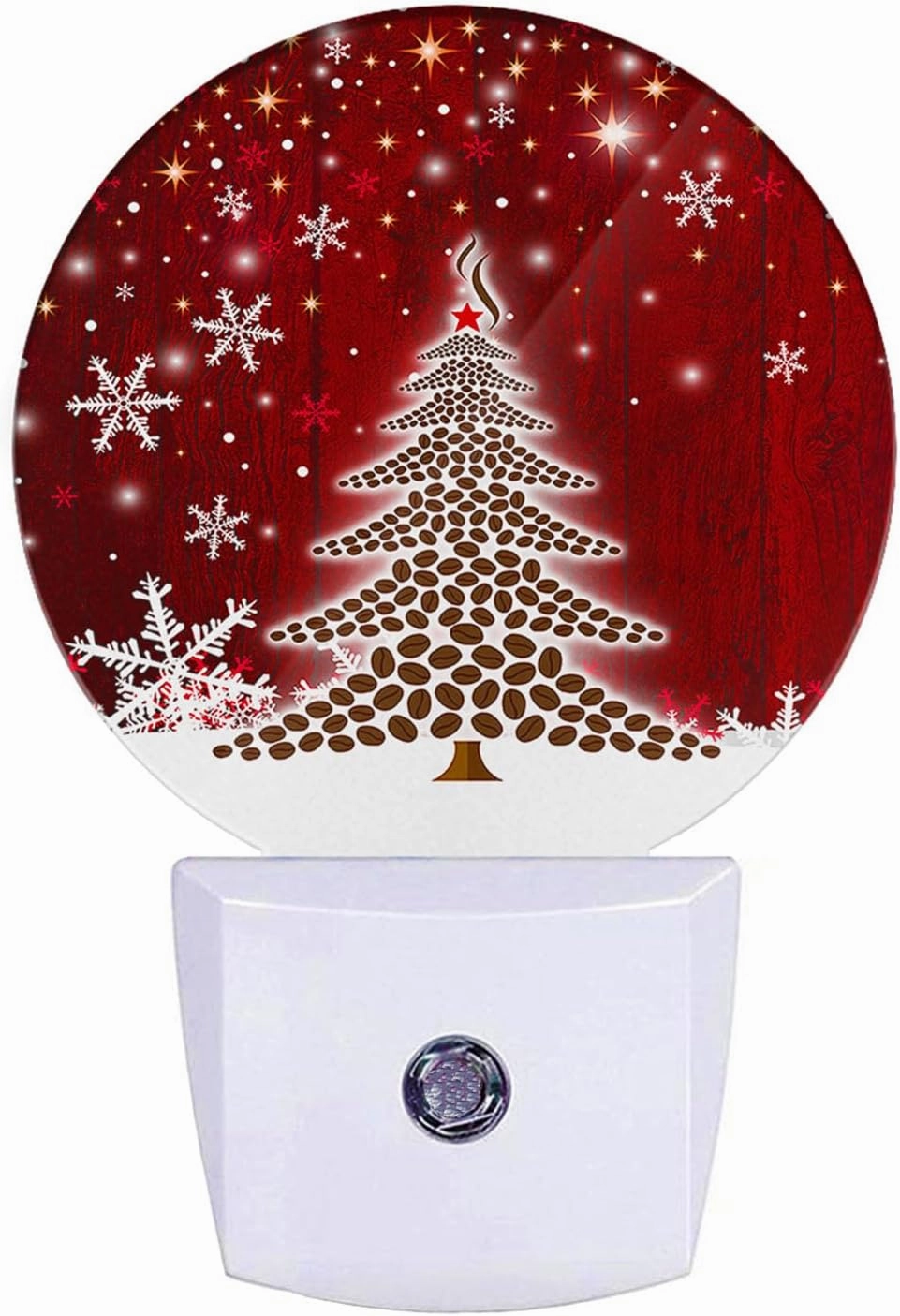 EKOBLA Winter Red Christmas Tree LED Night Light Xmas Holiday Snow Snowflakes Night Lights Plug into Wall with Dusk to Dawn Light Sensor for Boys Girls Men Women Gifts
