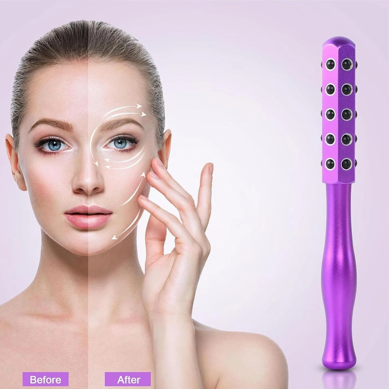 Elarique Beauty Roller,Elarique Face Roller,Portable with Ergonomic Handle,Germanium Stone Face Sculpting Tool for Up Lifting and Skin Care(Gold)