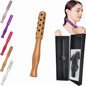 Elarique Beauty Roller,Elarique Face Roller,Portable with Ergonomic Handle,Germanium Stone Face Sculpting Tool for Up Lifting and Skin Care(Gold)