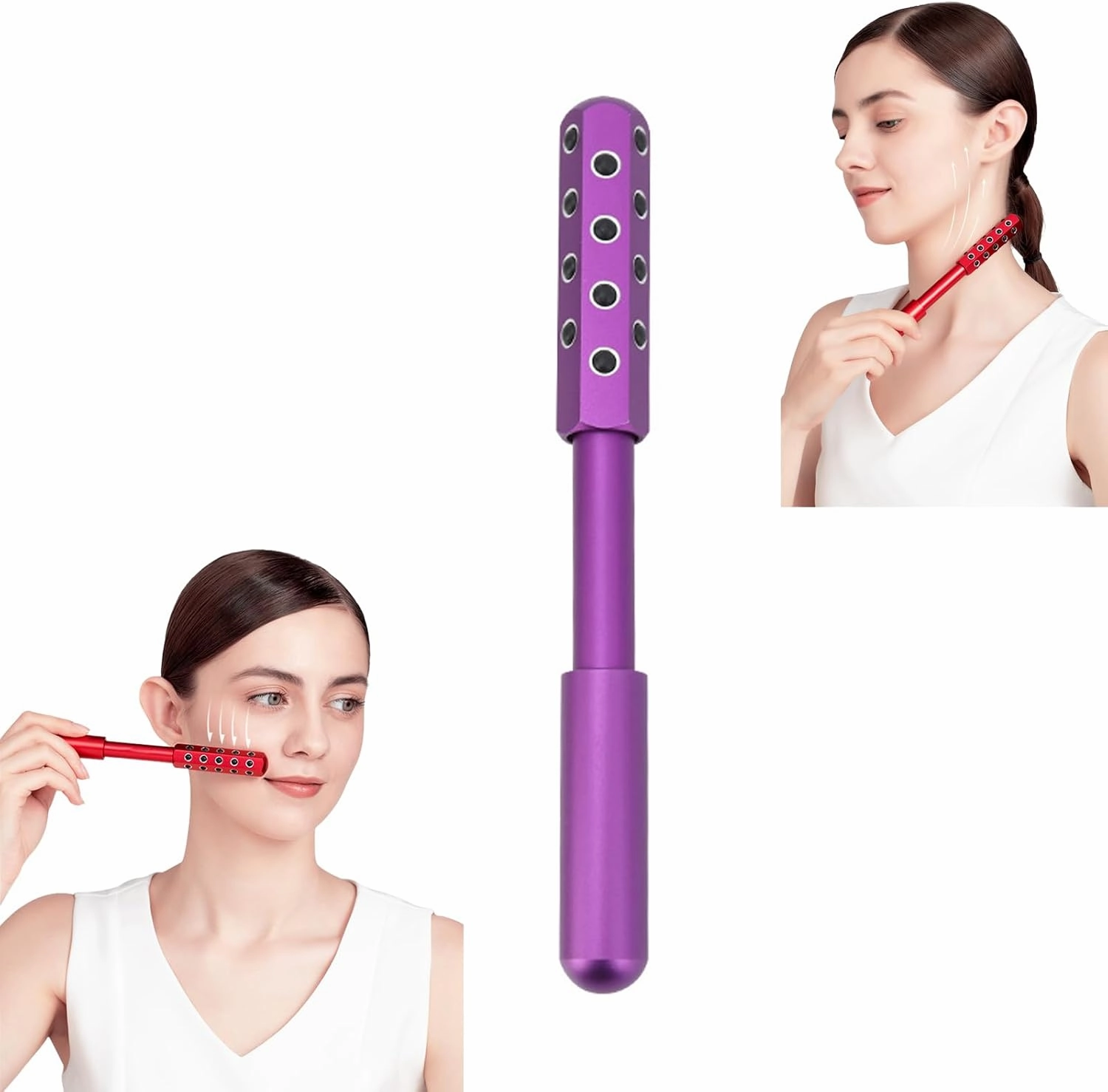 Elarique Glow Sculpting Beauty Roller – 2025 Facial Massage Tool for Lifting & Tightening, Tourmaline & Germanium Face Roller, Cooling & Sculpting, Ergonomic Handle for Skincare (Purple)