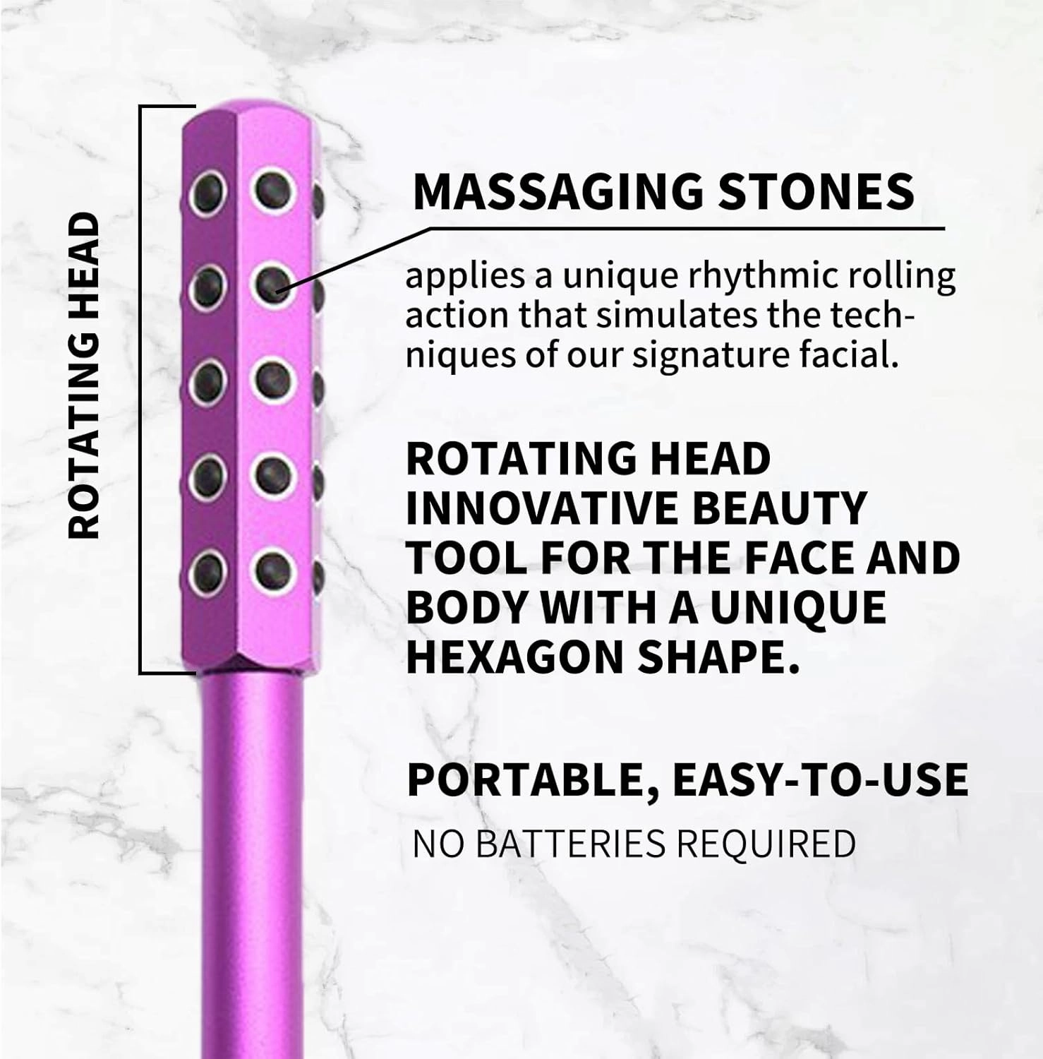 Elarique Glow Sculpting Beauty Roller – 2025 Facial Massage Tool for Lifting & Tightening, Tourmaline & Germanium Face Roller, Cooling & Sculpting, Ergonomic Handle for Skincare (Purple)