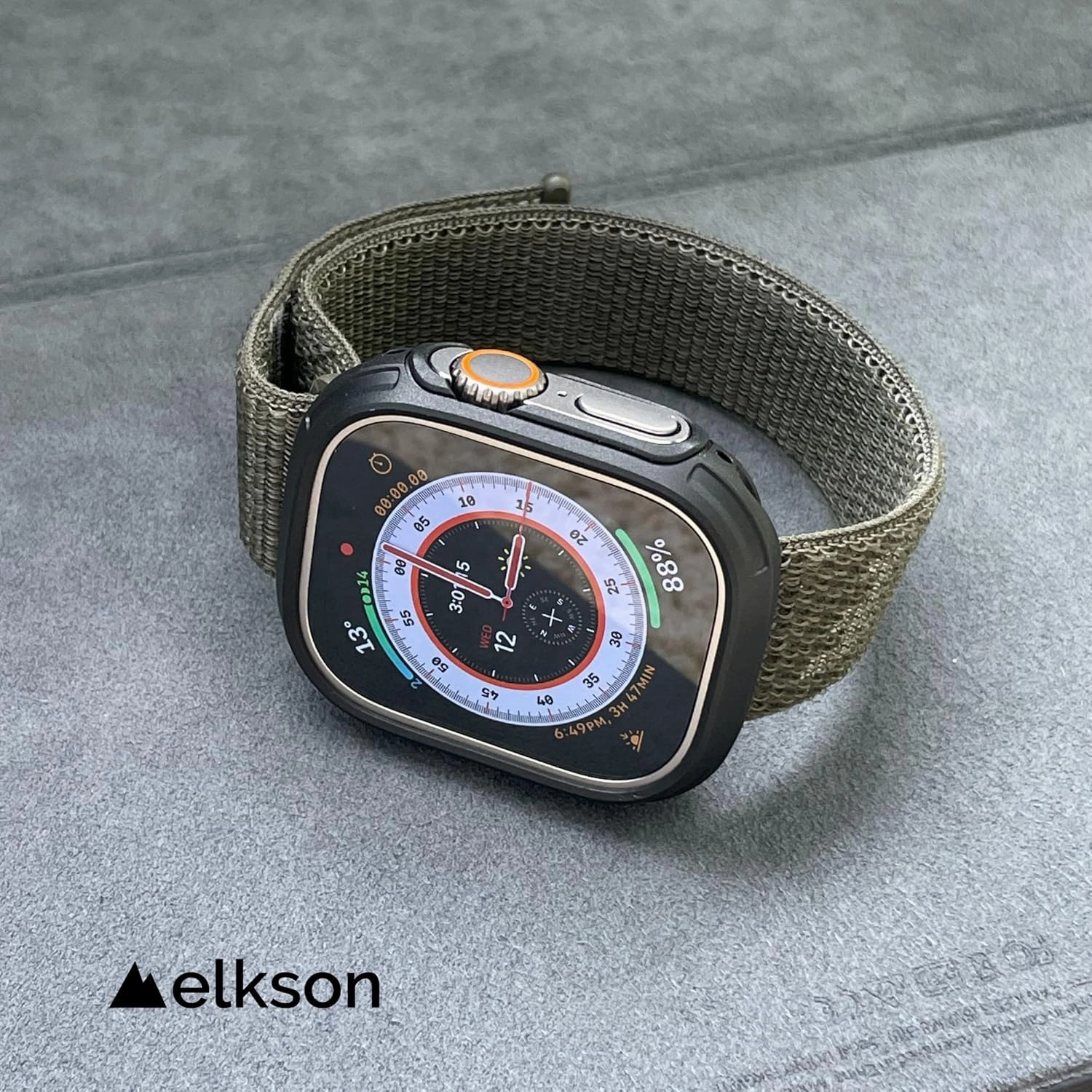 Elkson Made for Apple Watch Ultra 2 1 Bumper Case Screen Protector Kit 49mm Quattro Max Series Rugged, Military-Grade Durable Flexible Shockproof Protective Cover w/Tempered Glass for iWatch, Black