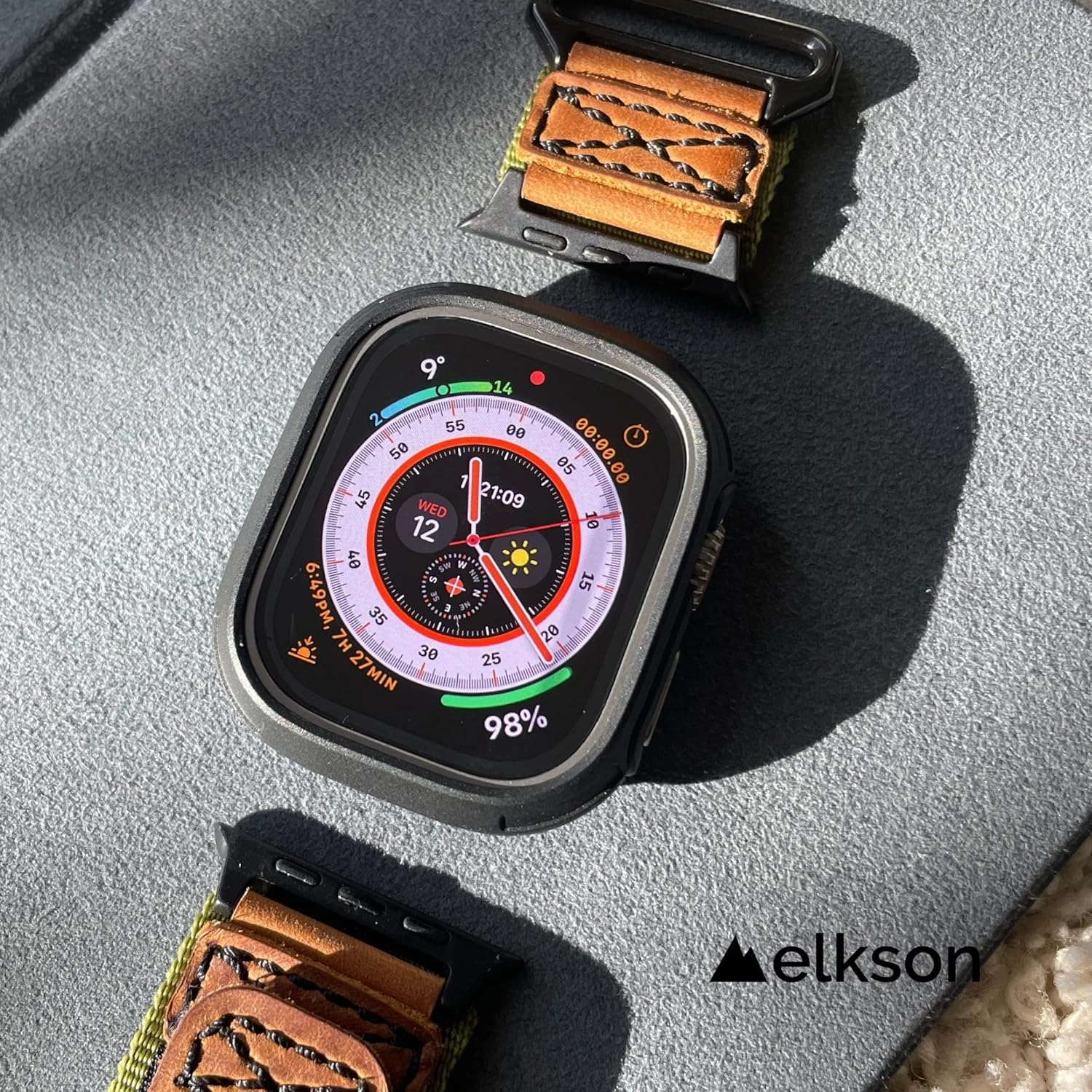 Elkson Made for Apple Watch Ultra 2 1 Bumper Case Screen Protector Kit 49mm Quattro Max Series Rugged, Military-Grade Durable Flexible Shockproof Protective Cover w/Tempered Glass for iWatch, Black
