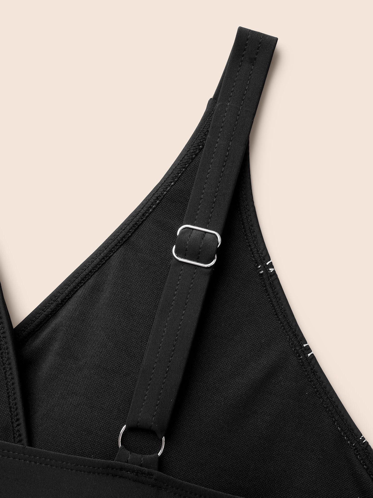 Embroidered Surplice Neck Adjustable Swim Top