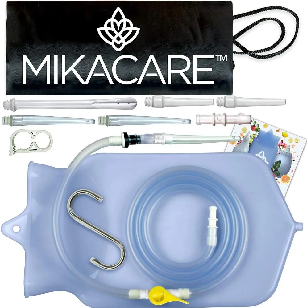 Enema Bag Kit Clear Non-Toxic Silicone. for Coffee and Enema Kit for Colon Cleansing - Enema Detox - 2 Quart - Home Colonic Kit - Enema Coffee not Included