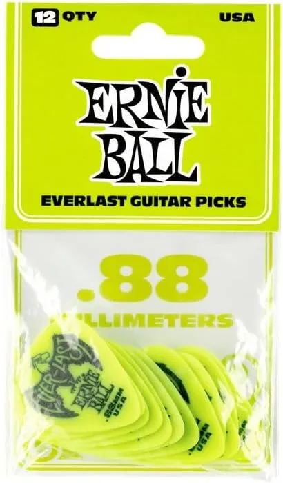 Ernie Ball Everlast Guitar Picks, Green .88mm, 36-pack (P09191)