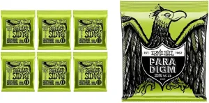Ernie Ball Regular Slinky Electric Guitar Strings 6-Pack with Paradigm Regular Slinky - 10-46 Gauge