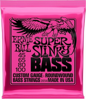 Ernie Ball Super Slinky Nickel Wound Bass Guitar Strings, 45-100 Gauge (P02834)