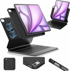 ESR iPad Air 13 Inch Case Keyboard (M3/M2, 2025/2024), Easy-Set Magnetic Stand, Portrait/Landscape Mode, Removable Case with Multi-Touch Trackpad, Rebound 360 Series, Black