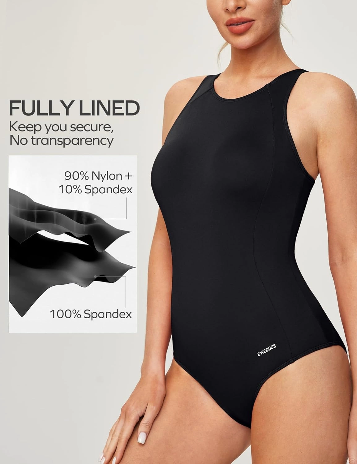 Ewedoos Athletic Swimsuit for Women Adjustable Strap One Piece Swimsuit Racerback Bathing Suit for Women Tummy Control