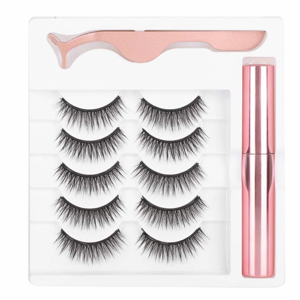 Eyelashes With Magnet,Magnetic Eyelashes and Set, Magnet False Eyelashes Magnetic Liquid Tweezers Eyelash Makeup Tool Set with Tweezers and (#051)