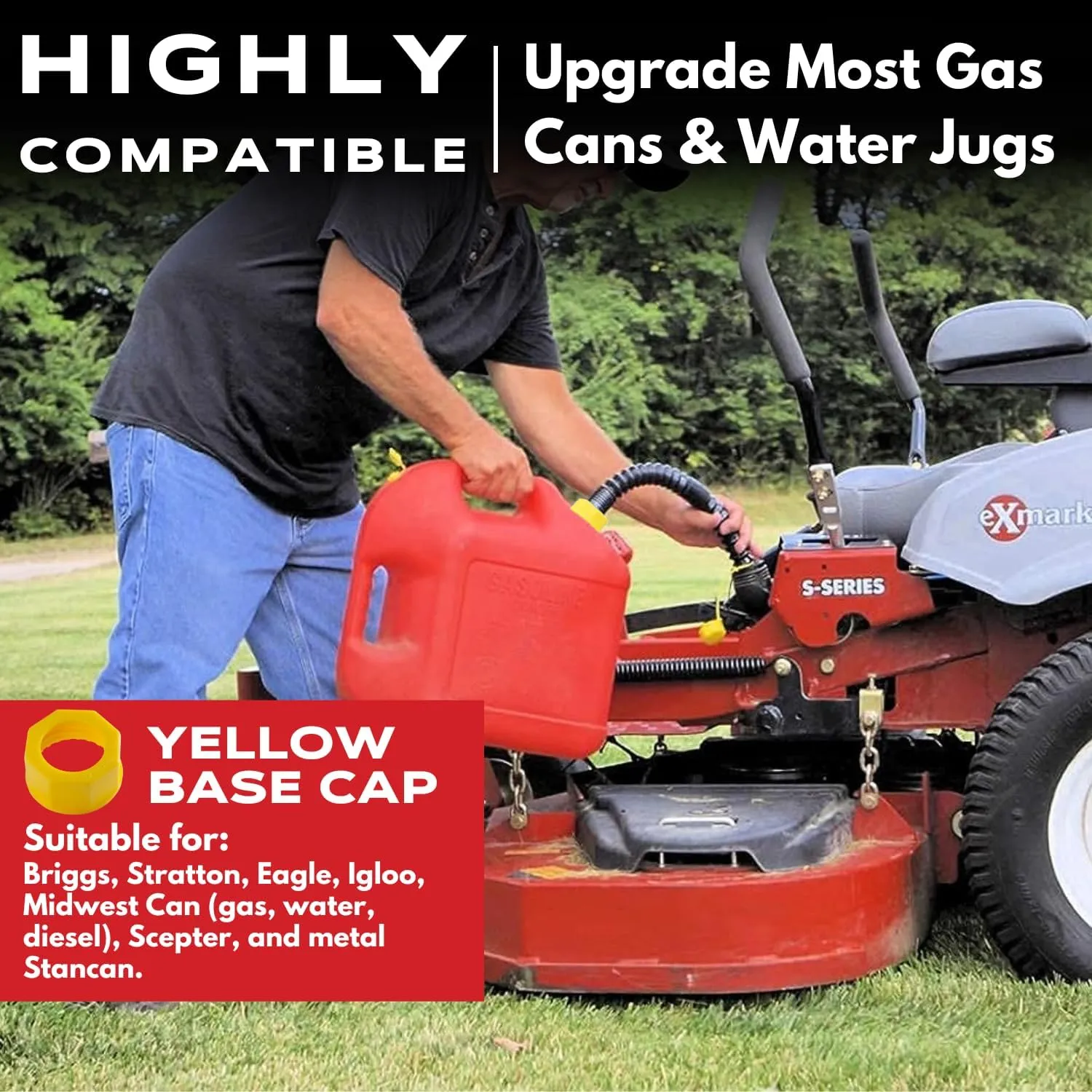 EZ-POUR Gas Can Spout Replacement – Multi-Use For Deluxe Gas Cans and Water Jugs (Pack of 2) - 1, 2, 5 Gallon HI-FLO System with Extension, Flame Arrestor, Flexible Gas Can Nozzle for Jerry Cans