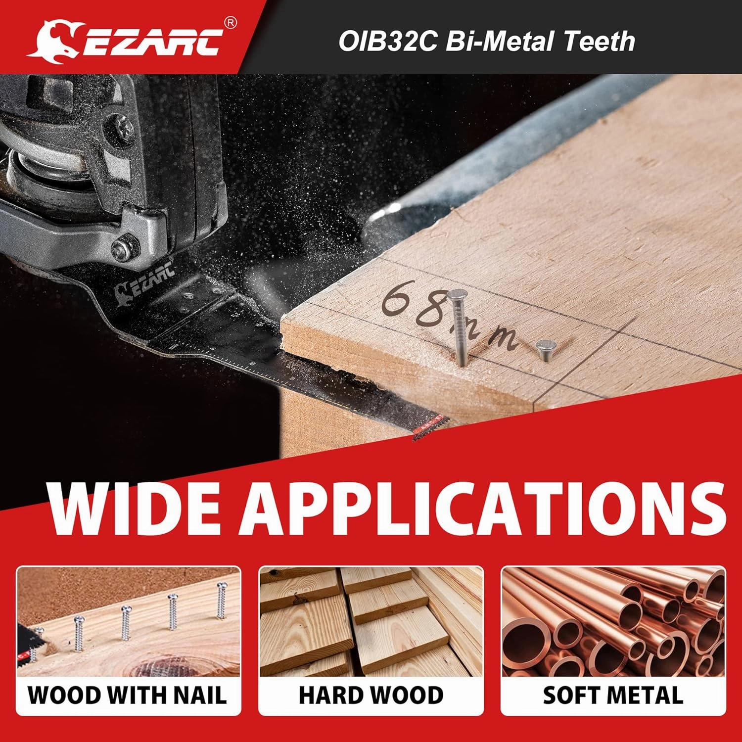 EZARC Oscillating Saw Blades - 10 PCS Extra-Long Reach Arc Edge Multitool with Japanese Teeth, CRV and Bi-Metal Clean Cut for Wood Metal, Universal Quick Release Tool Kits