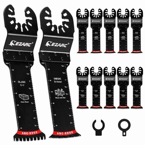 EZARC Oscillating Saw Blades - 10 PCS Extra-Long Reach Arc Edge Multitool with Japanese Teeth, CRV and Bi-Metal Clean Cut for Wood Metal, Universal Quick Release Tool Kits