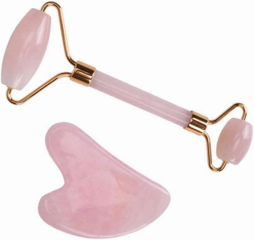 Facial Massage Tool Rose Quartz Roller Skin Care Massager Smooth Rolling Reinforced Handle Perfect for Daily Skincare