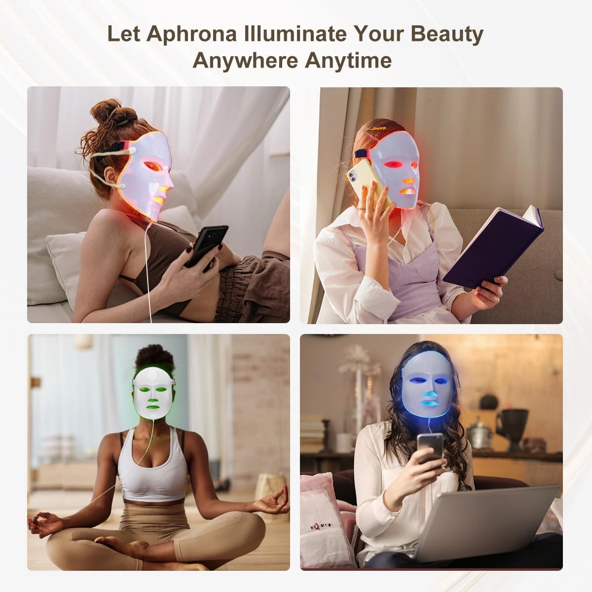 FDA cleared LED Facial Skin Care Mask -Blue & Red Light Treatment Photon Mask (Pearl)