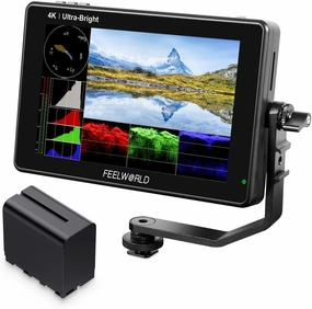 FEELWORLD LUT7 7 Inch Ultra Bright 2200nit Touchscreen Camera DSLR Field Monitor with F970 6600mAh Battery, with 3D Lut Waveform Automatic Light Sensor 1920x1200 4K HDMI Input