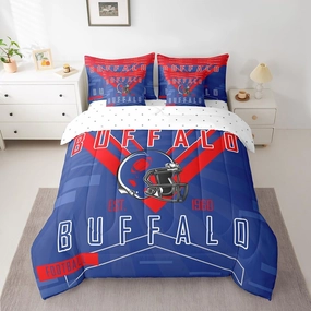 Feelyou Football 7 Pieces Comforter Sets Twin Size Buffalo Bedding Set for All Season Gifts for Football Fans Football City Bed in a Bag with Comforter, Sheets, Pillowcases & Cushion Cover