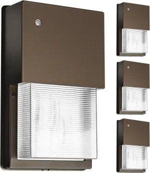 Feit Electric 20W LED Outdoor Wall Pack Lights with Photocell, Dusk to Dawn, Wall Mounted Security Light, 120V, 80 CRI, 1450 Lumens, 5000k Daylight, Bronze, 4 Pack, S10WPK/850/DD/BZ/4