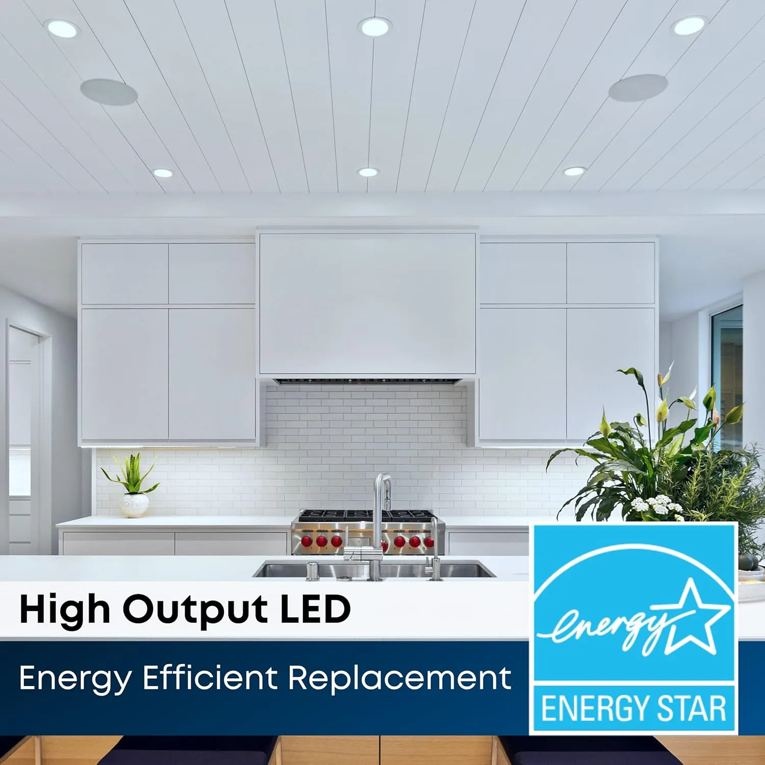Feit Electric 4 Inch LED Recessed Lighting Retrofit Downlight - Pre-Mounted Trim - Standard Base Adapter - 5000K Daylight - Dimmable- 75W Equivalent - High Output, 6 Pack - LEDR4HO/950CA/6