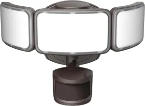 Feit Electric LED Security Light with Motion Sensor and Dusk to Dawn, Outdoor 46W Flood Light, Adjustable 3 Head, Wall Mount, 5000 Lumens, 5000k Daylight, Hardwired, Black S10.5TFL/850/MOT/BZ