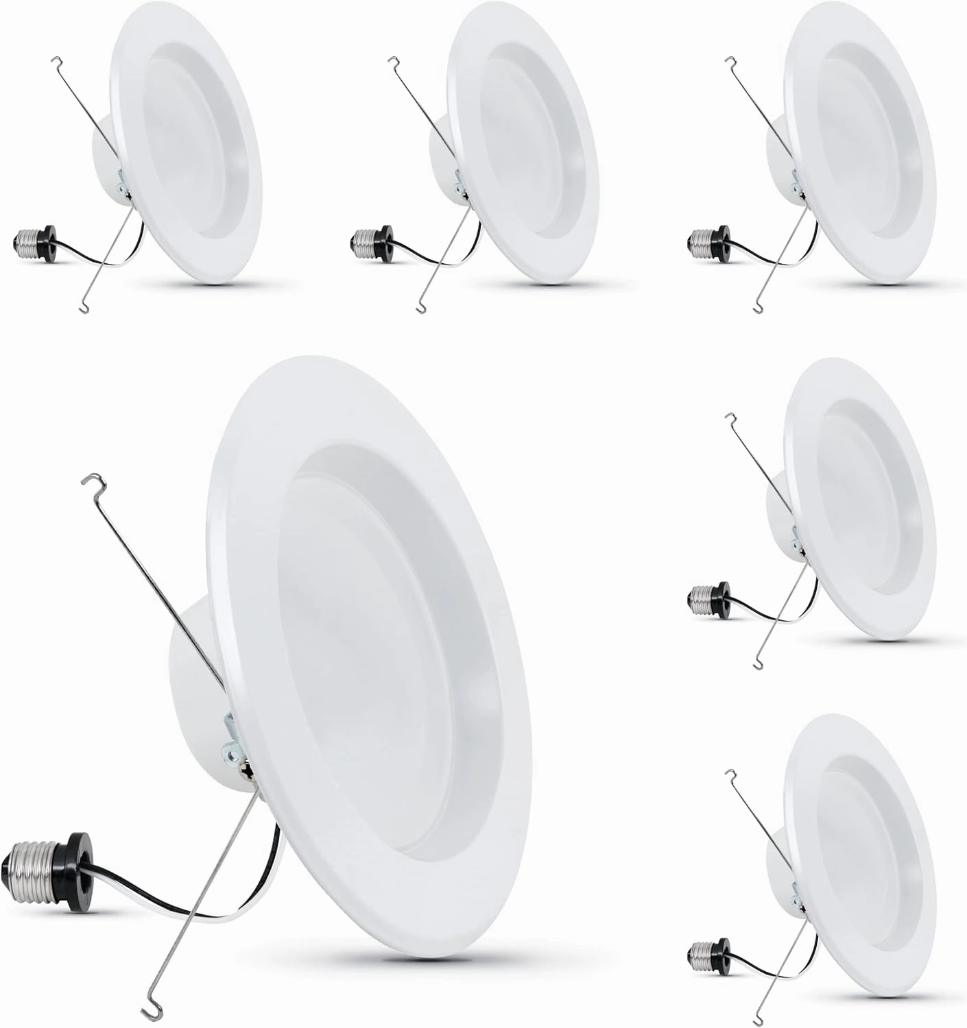 Feit Electric 5 Inch or 6 Inch LED Recessed Lighting Retrofit Downlights, 120 Watt Equivalent High Output, 2000 Lumen, 3000K Soft White, Dimmable, 6 Pack, LEDR56XHO/930CA/6