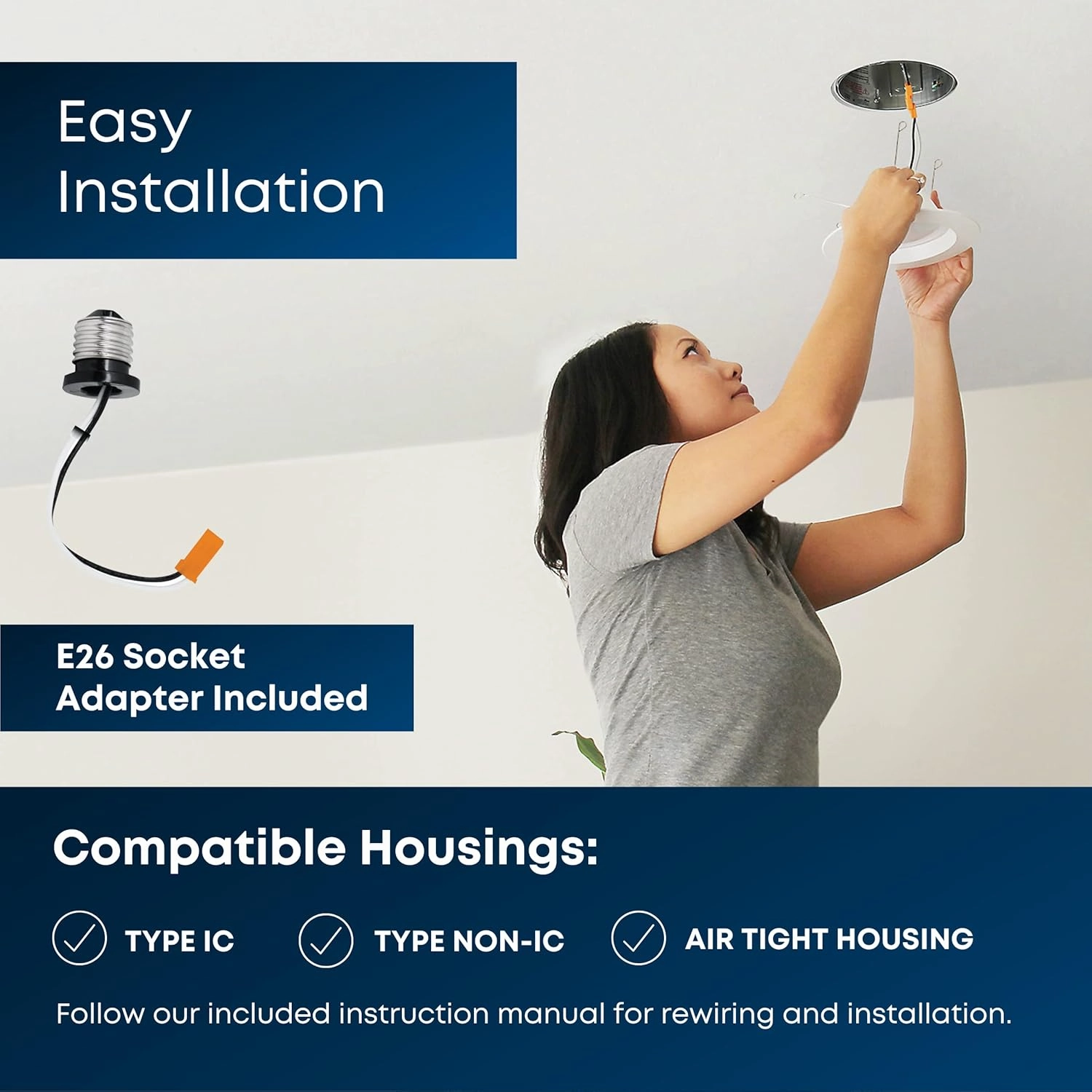 Feit Electric 5 Inch or 6 Inch LED Recessed Lighting Retrofit Downlights, 120 Watt Equivalent High Output, 2000 Lumen, 3000K Soft White, Dimmable, 6 Pack, LEDR56XHO/930CA/6