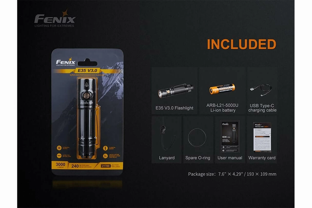 Fenix E35 V3.0 EDC Flashlight – 3000 Lumens