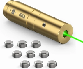 Feyachi Green Bore Sight 9mm/223 5.56mm/12 Gauge Bore Sight Laser Boresighter with 3 Sets of Batteries