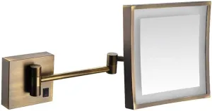 FIDEMM Wall Mounted Makeup Mirror 3X Magnification Single Side Square Vanity Mirror Extendable Built-in Lithium Battery (Color : #4)