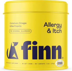 Finn Allergy & Itch for Dogs | Daily Support for Itchy Skin, Immune Health & Seasonal Allergies from Colostrum, Bee Propolis   Probiotics | 90 Soft Chews
