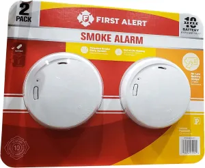 First Alert 10 Year Photoelectric Smoke Alarm 2 Pack,